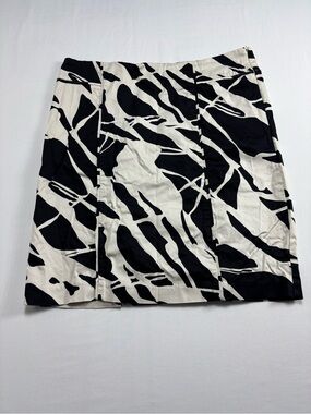 Black & White Abstract Print A-Line Skirt